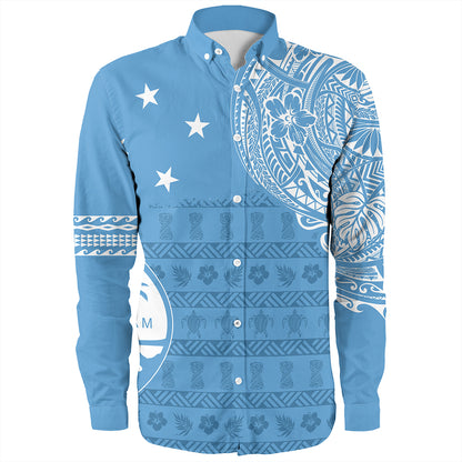 Guam Long Sleeve Shirt Micronesian Flag With Coat Of Arms