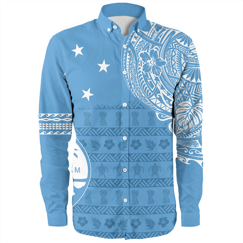 Guam Long Sleeve Shirt Micronesian Flag With Coat Of Arms