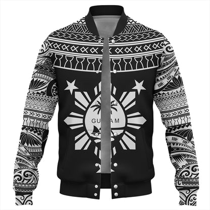 Guam Seal With Philippines Filipinos Sun Baseball Jacket Tribal Island