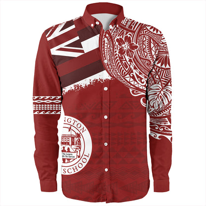 Hawaii Long Sleeve Shirt Farrington High School Flag With Crest Style