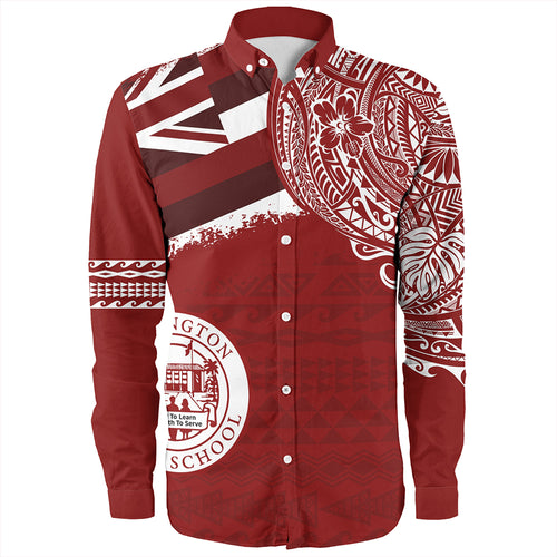 Hawaii Long Sleeve Shirt Farrington High School Flag With Crest Style