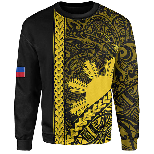 Philippines Sweatshirt Tribal Polynesian Sun Yellow