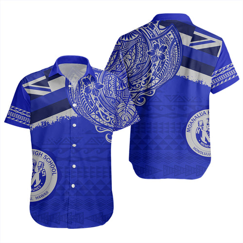 Hawaii Short Sleeve Shirt Moanalua High School Flag With Crest Style