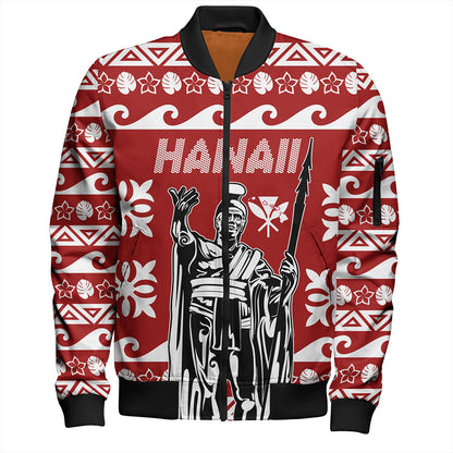 Hawaii Bomber Jacket King Native Hawaiian Kakau Pattern Christmas