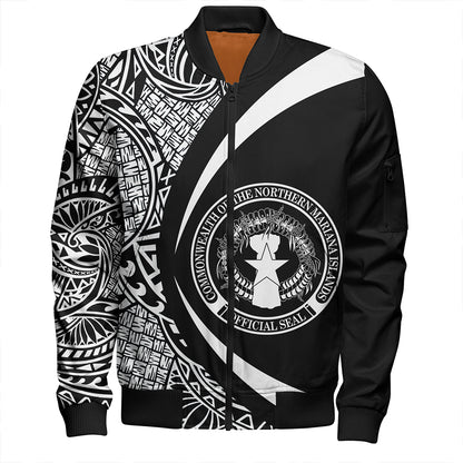 Northern Mariana Islands Bomber Jacket Coat Of Arm Lauhala White Circle