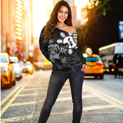 Philippines Off Shoulder Sweatshirt Lapu Lapu Sun Tribal In My Heart