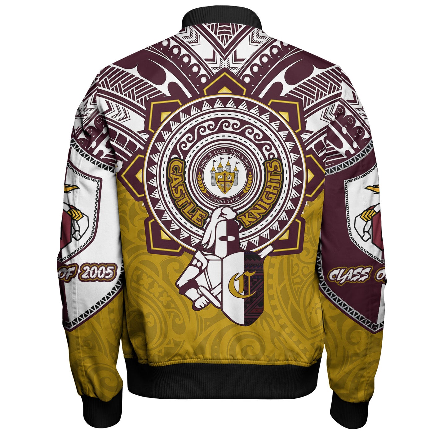 Hawaii Bomber Jacket Custom James B. Castle High School Super Castle Knights Tribal Style