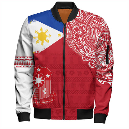 Philippines Bomber Jacket Polynesian Flag With Coat Of Arms
