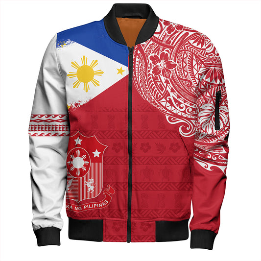 Philippines Bomber Jacket Polynesian Flag With Coat Of Arms
