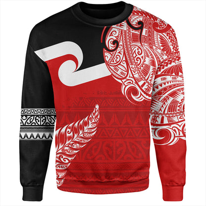 New Zealand Sweatshirt Tino Rangatiratanga Maori With Silver Fern