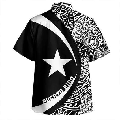 Puerto Rico Hawaiian Shirt Coat Of Arm Lauhala White Circle