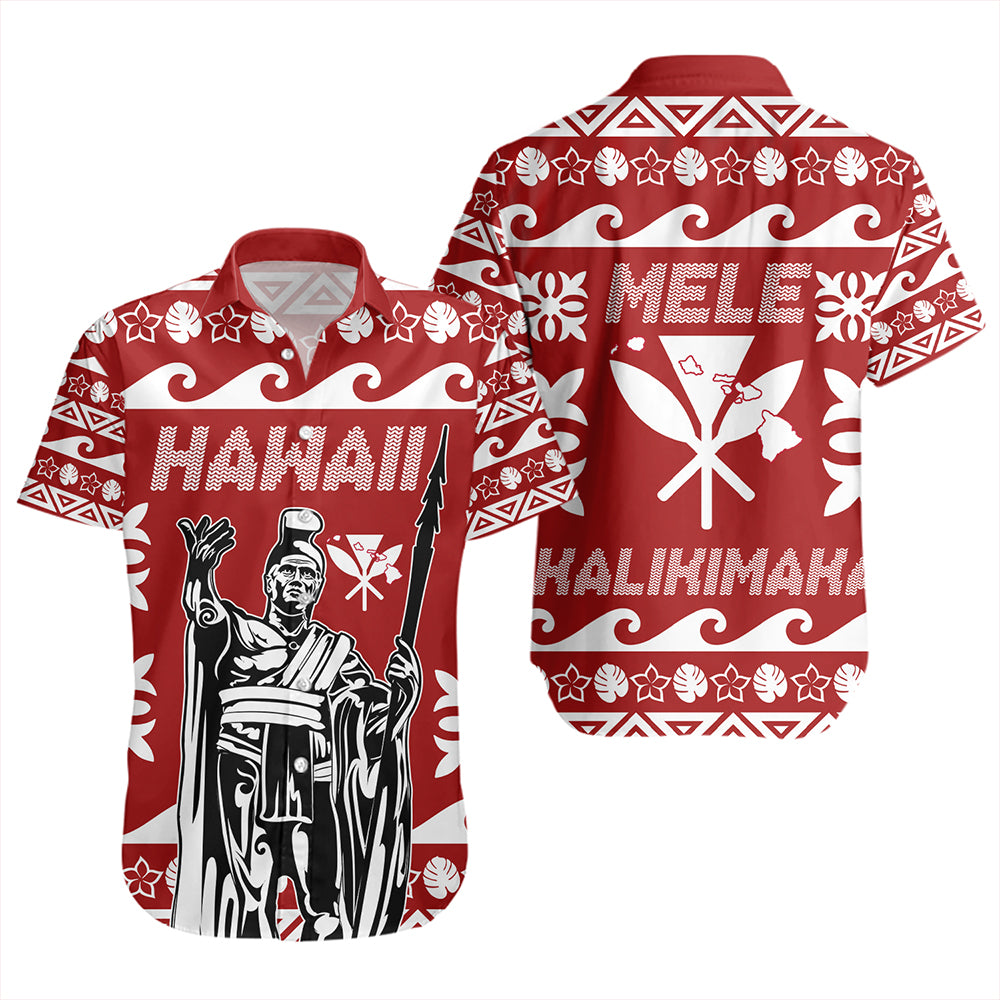Hawaii Short Sleeve Shirt King Native Hawaiian Kakau Pattern Christmas