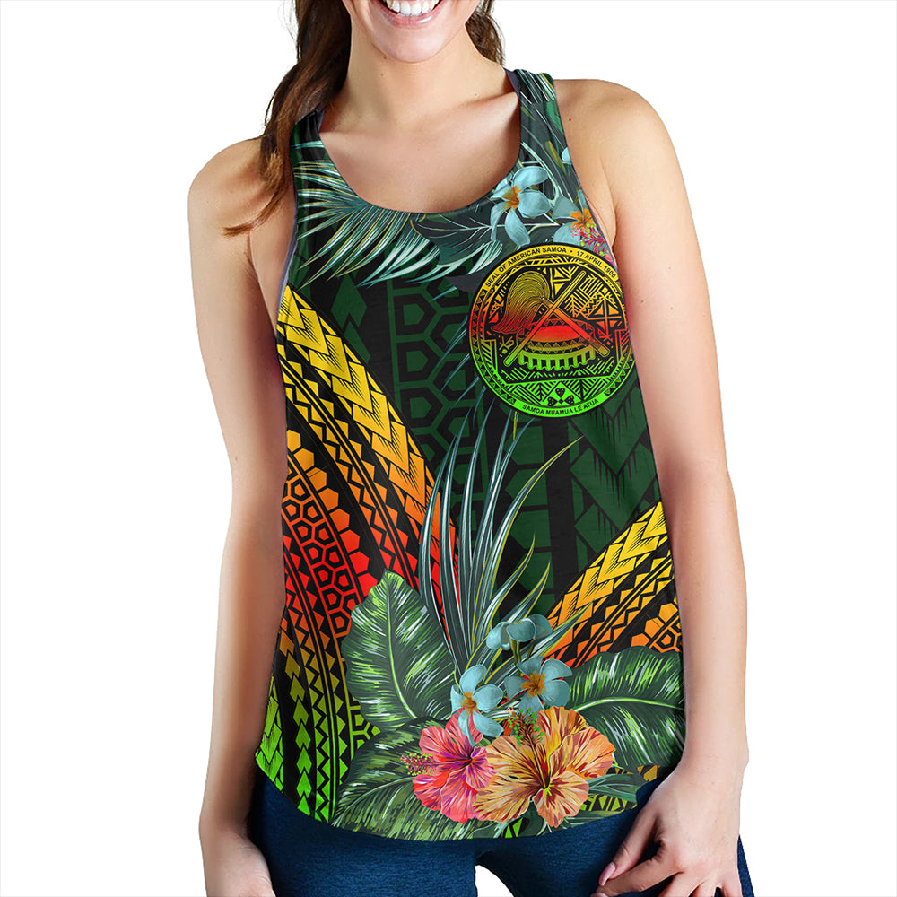 American Samoa Women Tank Polynesian Tropical Style Flower