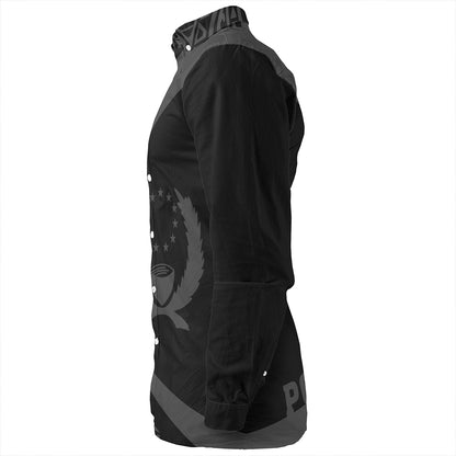 Pohnpei Long Sleeve Shirt Coat Of Arm Lauhala Gray Circle