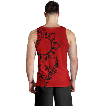 Philippines Tank Top Tribal Sun In My Heart Red Style