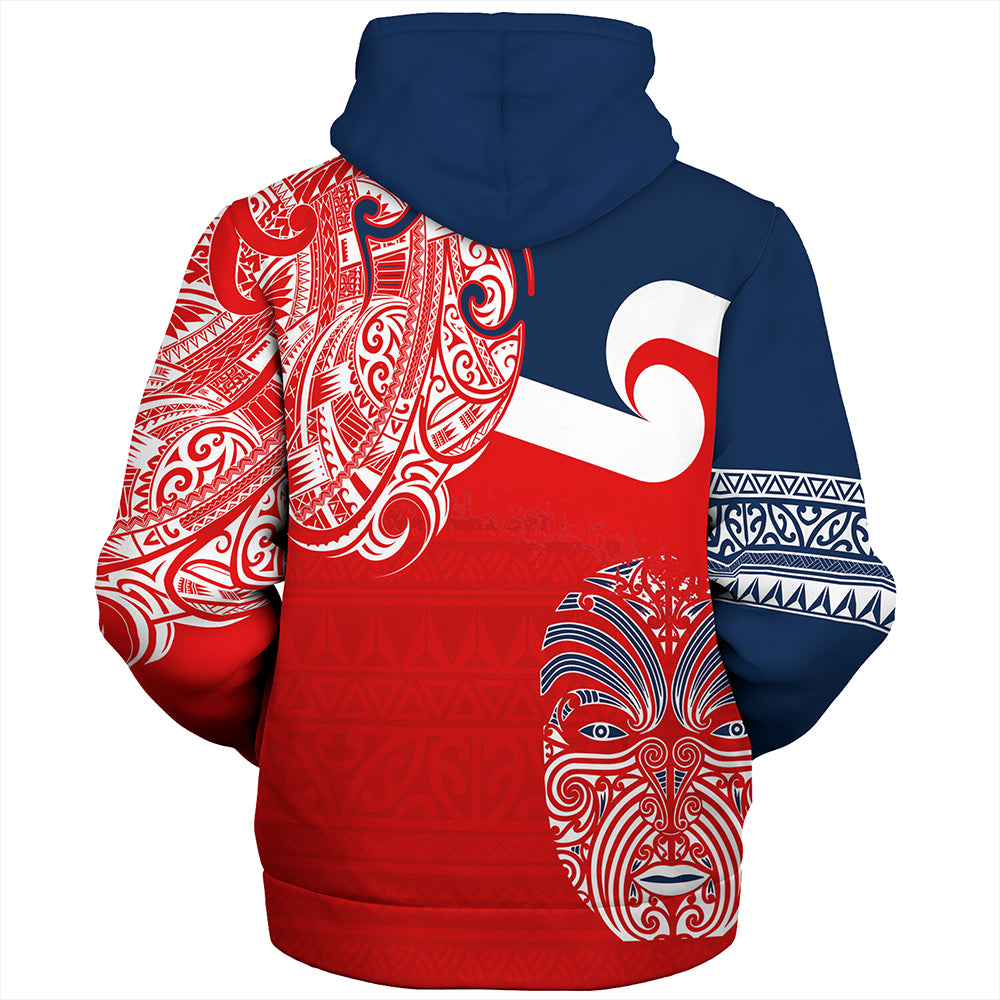 New Zealand Sherpa Hoodie Tino Rangatiratanga Maori Mask