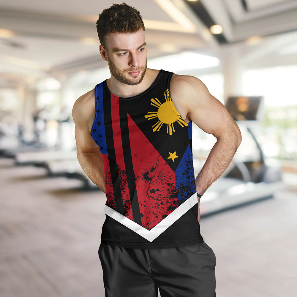 Philippines And American Tank Top Flag Half Concept Brush Style