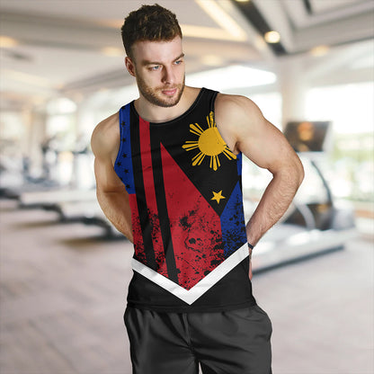 Philippines And American Tank Top Flag Half Concept Brush Style