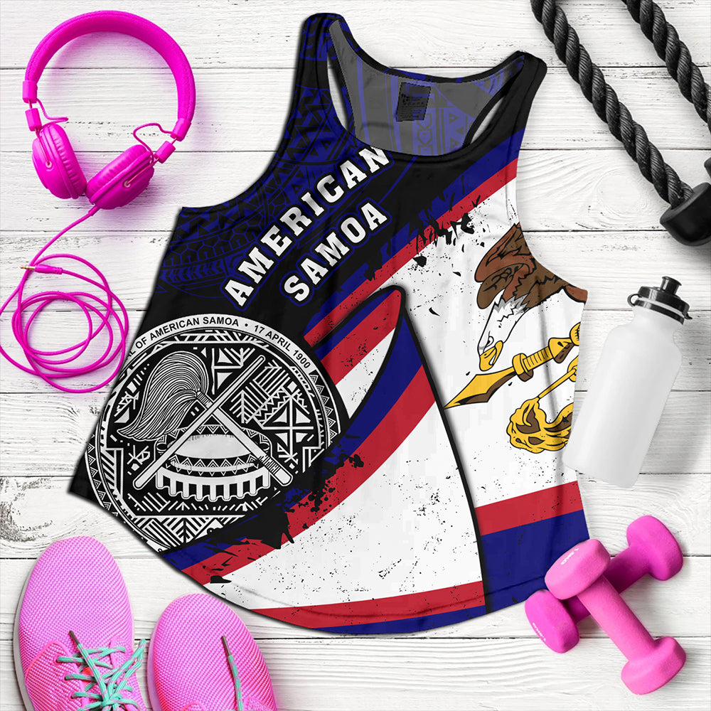 American Samoa Women Tank Polynesia Flag Shoul Style