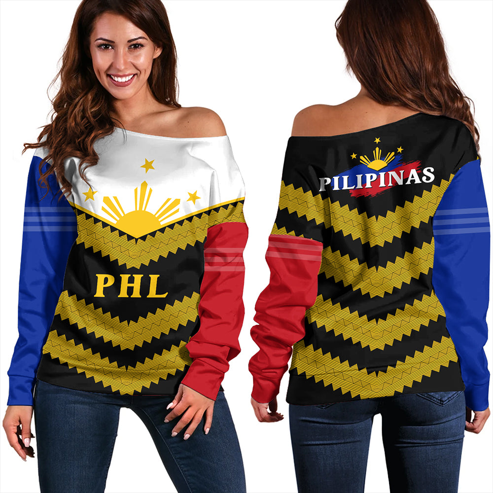 Philippines Off Shoulder Sweatshirt Pilipinas PHL Pride Patriot Love