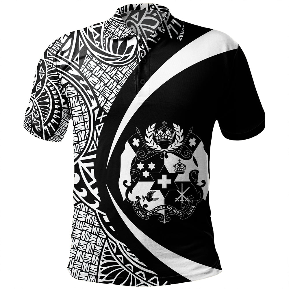 Tonga Polo Shirt Coat Of Arm Lauhala White Circle
