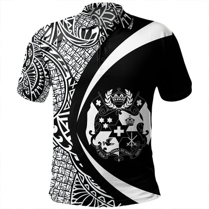 Tonga Polo Shirt Coat Of Arm Lauhala White Circle
