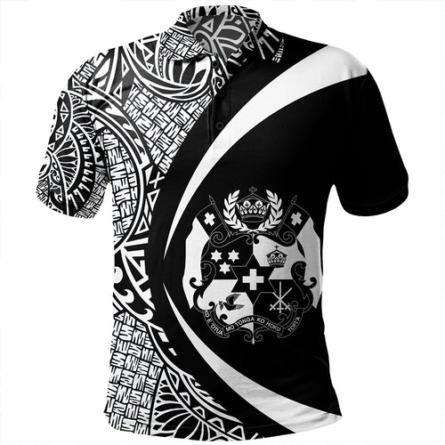 Tonga Polo Shirt Coat Of Arm Lauhala White Circle