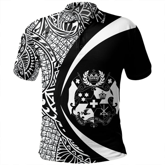 Tonga Polo Shirt Coat Of Arm Lauhala White Circle