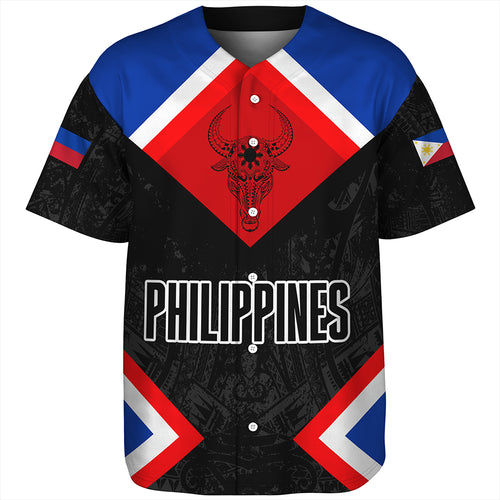 Philippines Baseball Shirt Water Buffalo Sun Tribal Style