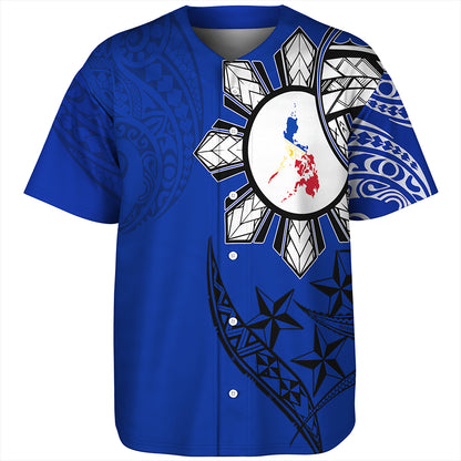 Philippines Baseball Shirt Tribal Sun In My Heart Blue Style