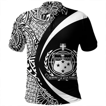 Samoa Polo Shirt Coat Of Arm Lauhala White Circle