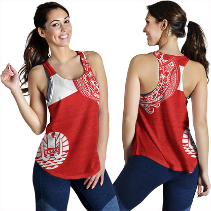Polynesian Women Tank Tahiti Flag With Coat Of Arms