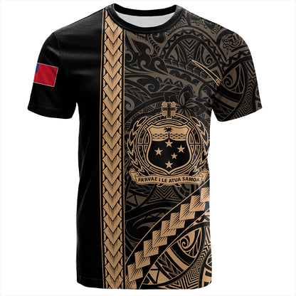 Samoa T-Shirt Tribal Polynesian Coat Of Arms Gold