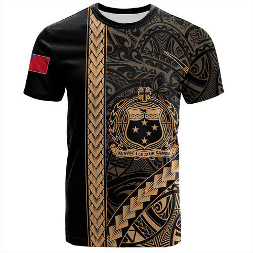 Samoa T-Shirt Tribal Polynesian Coat Of Arms Gold