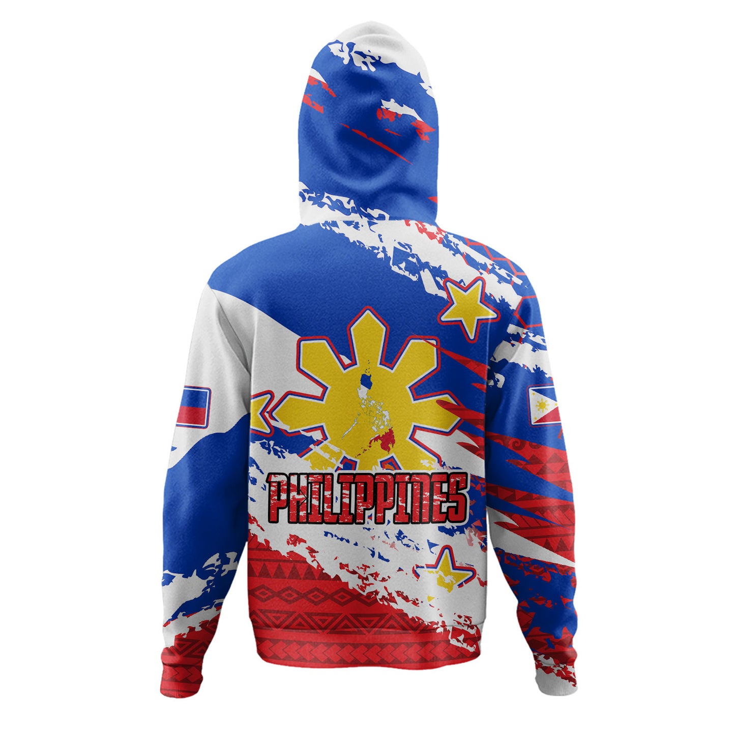 Philippines Filipinos Hoodie Custom Filipino Sun 3 Stars Bicolor Flag Tribal Grunge Style