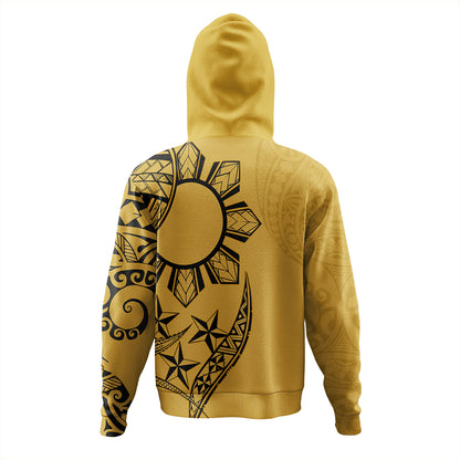 Philippines Hoodie Tribal Sun In My Heart Gold Style