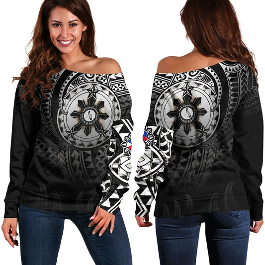 Philippines Off Shoulder Sweatshirt Pearl of the Orient Seas