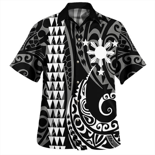 Philippines Hawaiian Shirt Polynesian Sun Star Style Camouflage