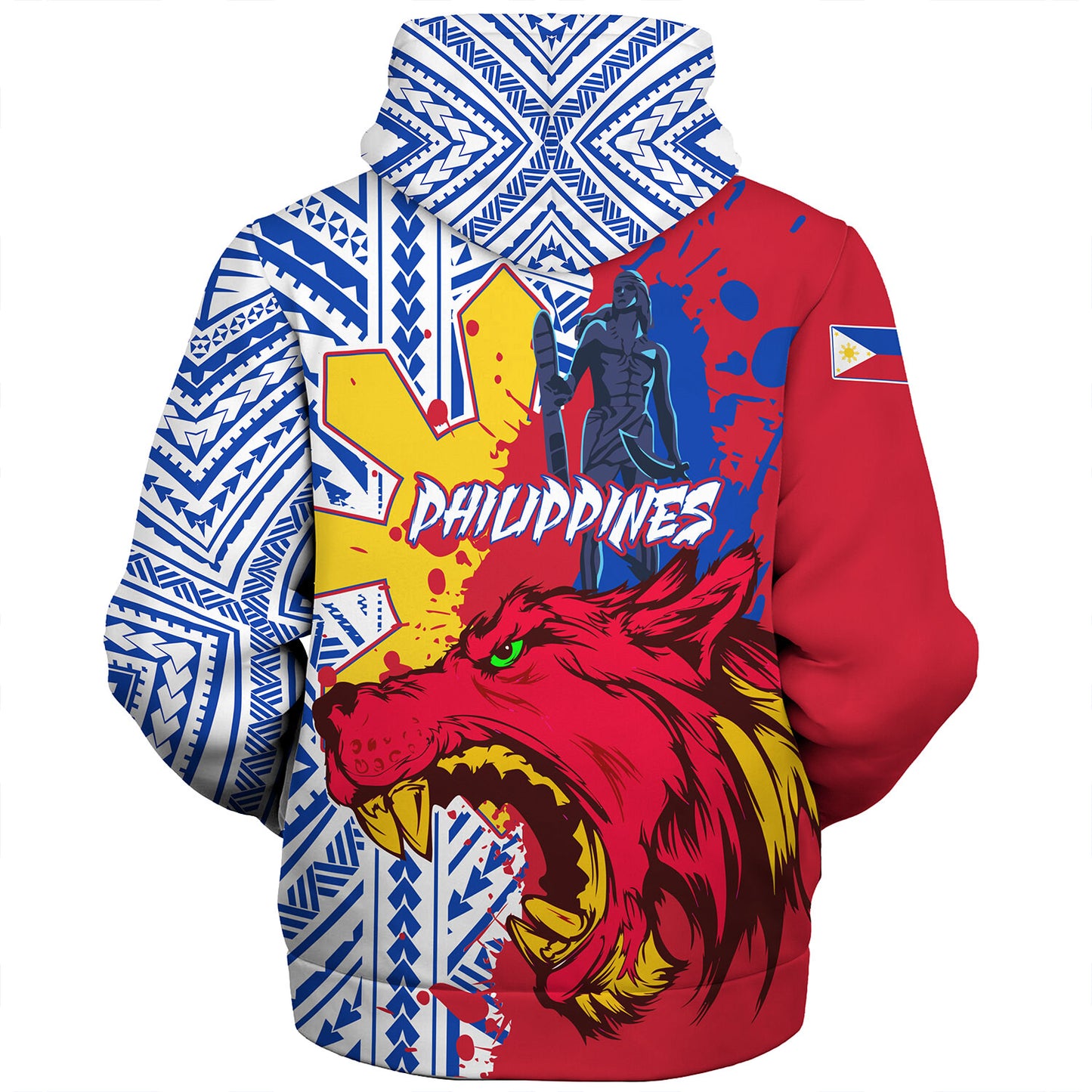 Philippines Filipinos Sherpa Hoodie Custom Lapu-Lapu And The Wolf Tribal Polynesian Style