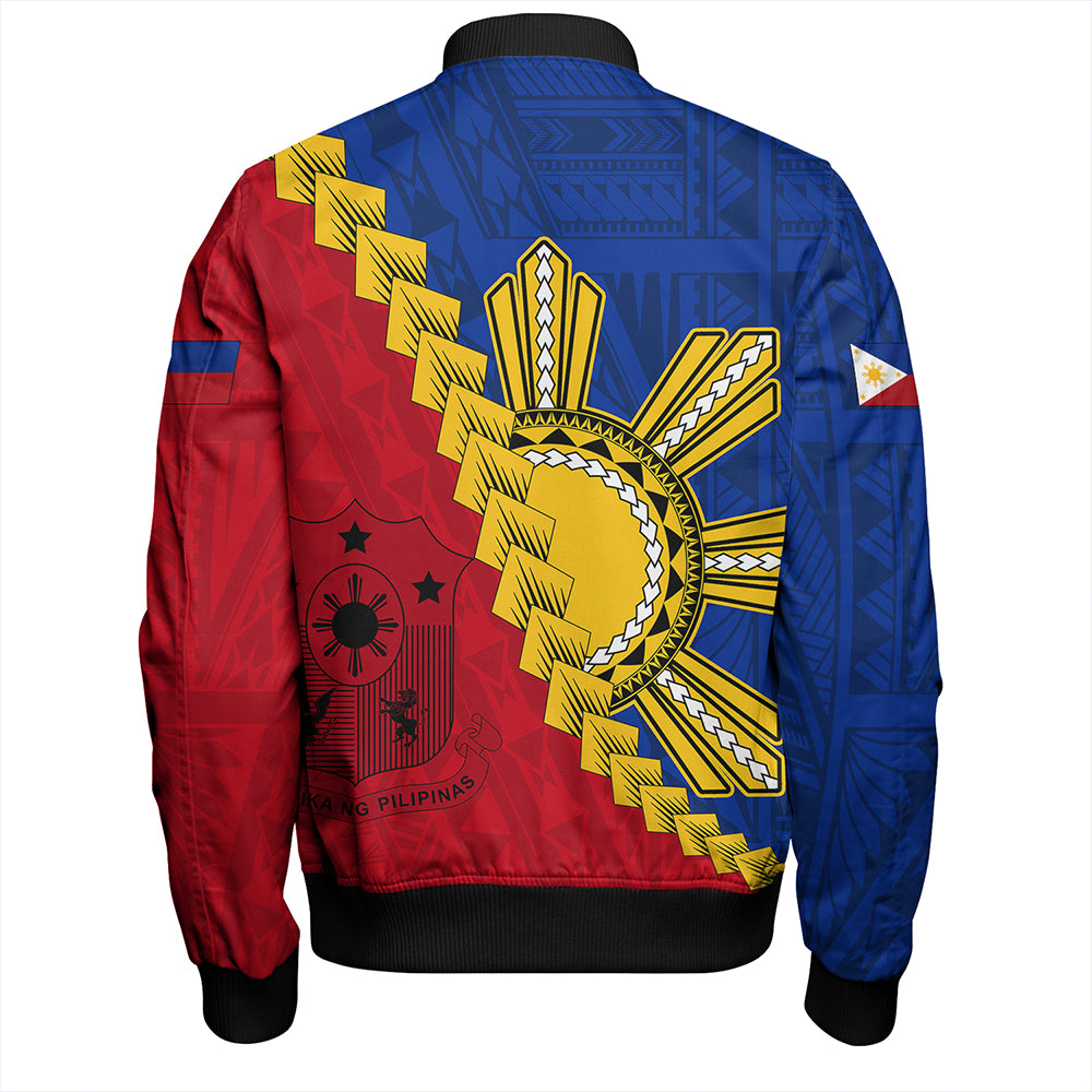 Philippines Bomber Jacket Philippines Sun Polynesian With Flag