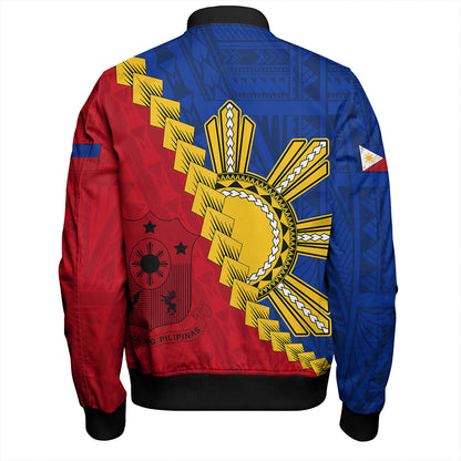 Philippines Bomber Jacket Philippines Sun Polynesian With Flag
