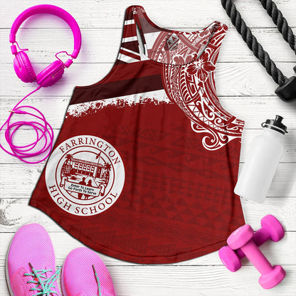 Hawaii Women Tank Farrington High School Flag With Crest Style