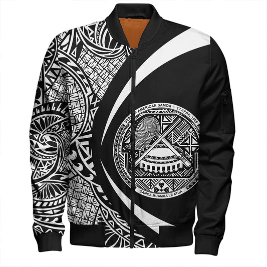 Samoa Bomber Jacket American Samoa Coat Of Arm Lauhala White Circle