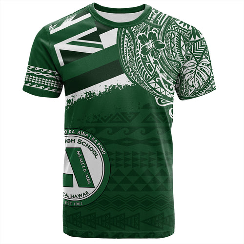 Hawaii T-Shirt Aiea High School Flag With Crest Style