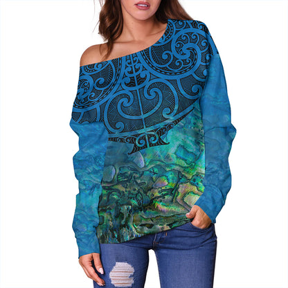 New Zealand Off Shoulder Sweatshirt Maori Papua Shell