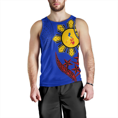 Philippines Tank Top Tribal Sun In My Heart Color Flag Style