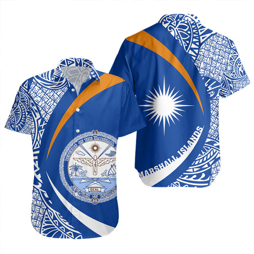 Marshall Islands Short Sleeve Shirt Coat Of Arm Lauhala Circle