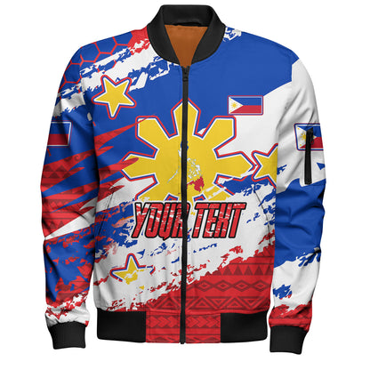 Philippines Filipinos Bomber Jacket Custom Filipino Sun 3 Stars Bicolor Flag Tribal Grunge Style