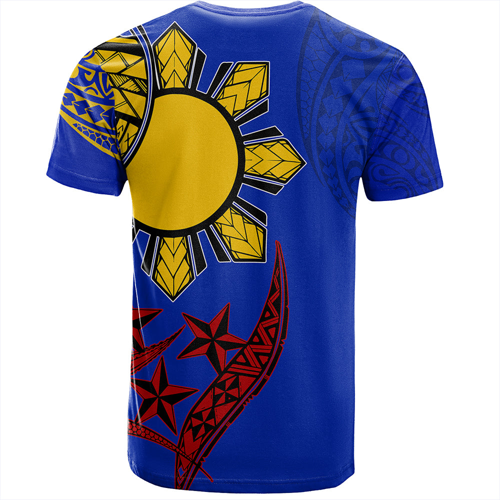 Philippines T-Shirt Tribal Sun In My Heart Color Flag Style