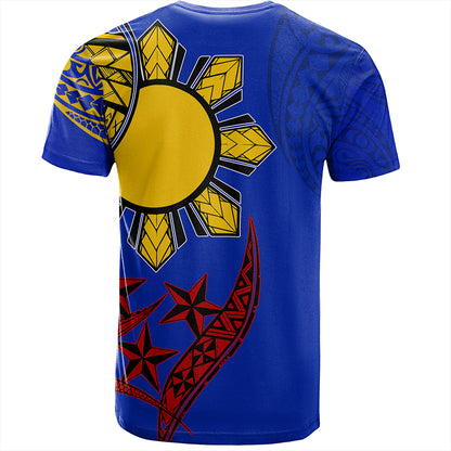 Philippines T-Shirt Tribal Sun In My Heart Color Flag Style
